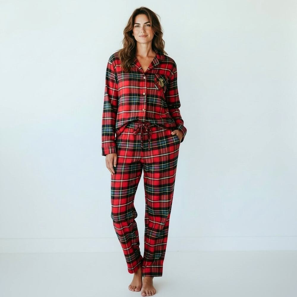 Lauren Ralph Lauren Red Plaid Pajama Set XL 2 Piece Cotton Blend NWT